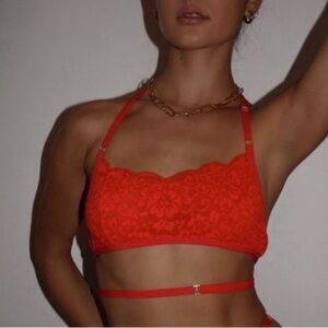 We are HAH Don’t Cross Me Halter Top/Bra Blood Orange Size XS